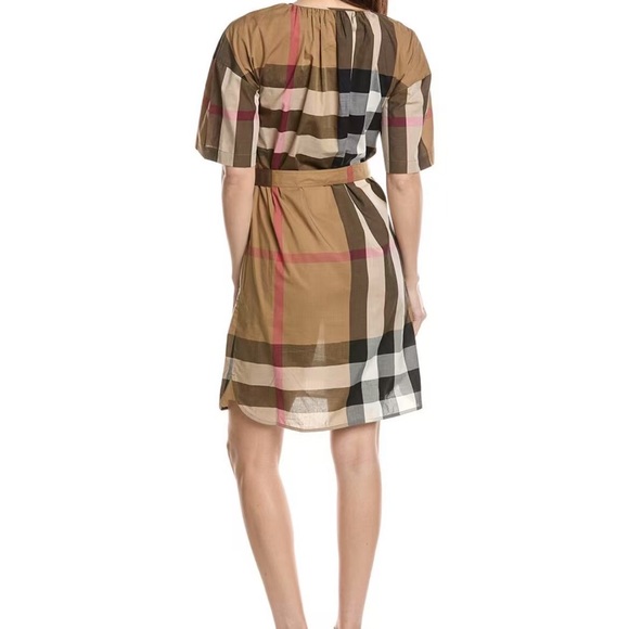 Burberry Tan and Brown mid length women Dress Short Sleeve Crew Neck - Picture 2 of 11